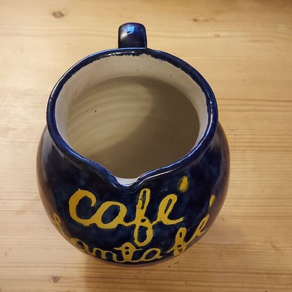 Mexican Blue Pottery Pitcher Jug Talavera Amora signed Vintage - Picture 15 of 16